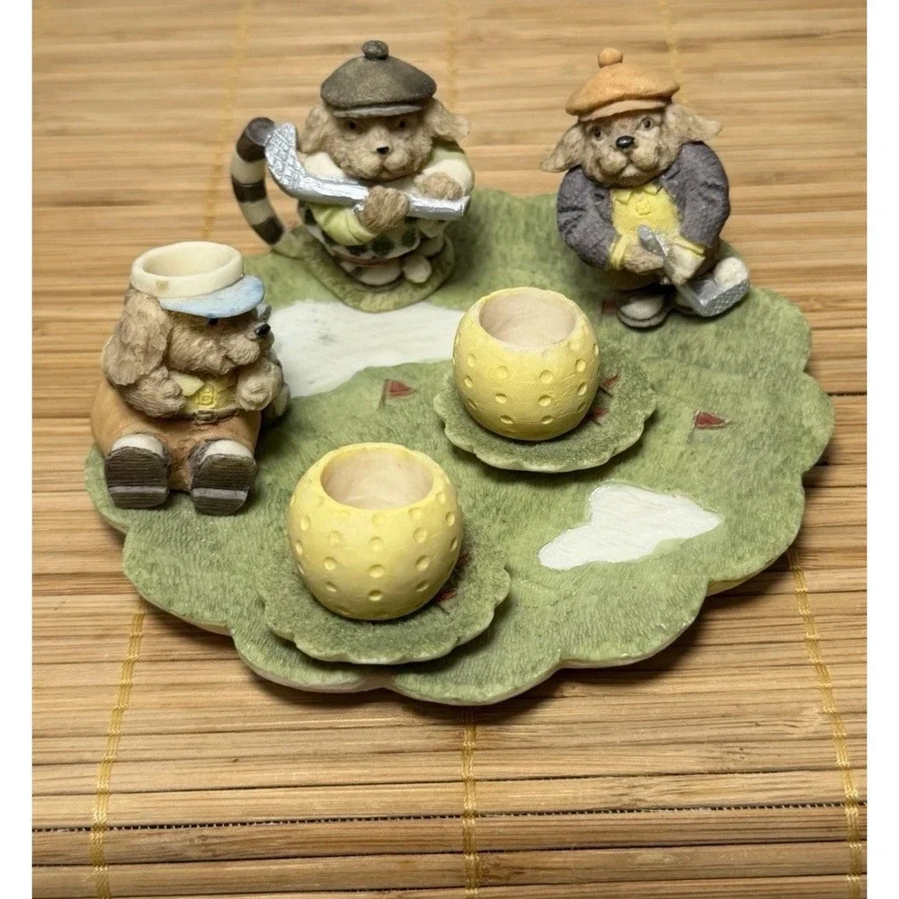 Golfing Dogs Miniature Tea Sets by Popular Imports 1994, Resin, Sports, VTG